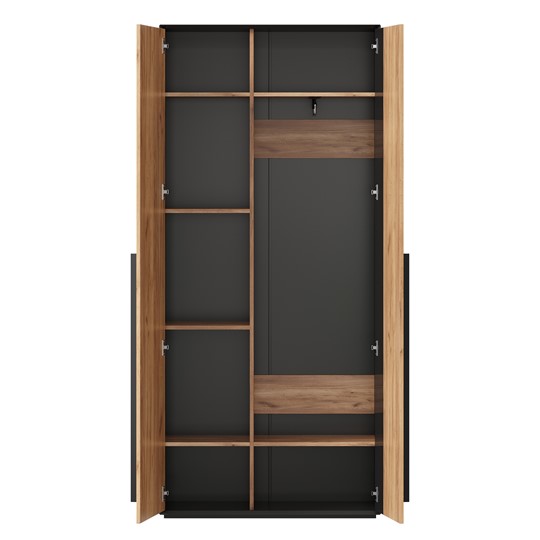 Шкаф для прихожей 2-дверный Неаполь ЛД.134050.000 (Черный/Дуб Золотой) в Вологде - изображение 2