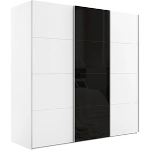 Шкаф 3-х дверный Эста (ДСП/Стекло черное/ДСП) 2400x660x2200, белый снег в Вологде
