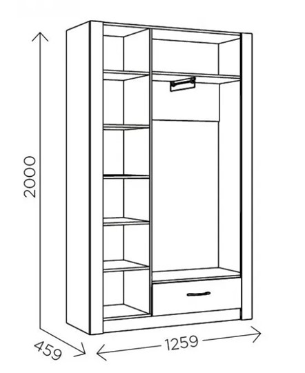 Шкаф гардеробный Ева 5 М2 дуб ирландский/белый матовый в Вологде - изображение 2
