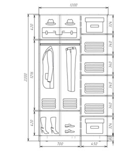 Шкаф-купе Хит-22-12-22 с цветным стеклом, средне-серый 074, Венге в Вологде - предосмотр 2