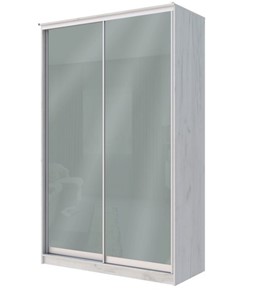 Шкаф 2-х створчатый Хит-22-12-22 с цветным стеклом, средне-серый 074, Дуб крафт белый в Вологде - предосмотр