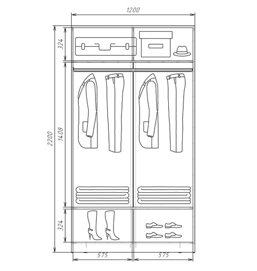 Шкаф-купе 2-х дверный Хит-22-12/2-22 с цветным стеклом, средне-серый 074, Графит в Вологде - изображение 2