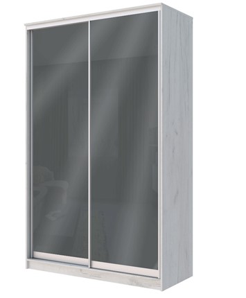 Шкаф 2-х створчатый Хит-22-12/2-22 с цветным стеклом, темно-серый 073, Дуб Крафт белый в Вологде - изображение