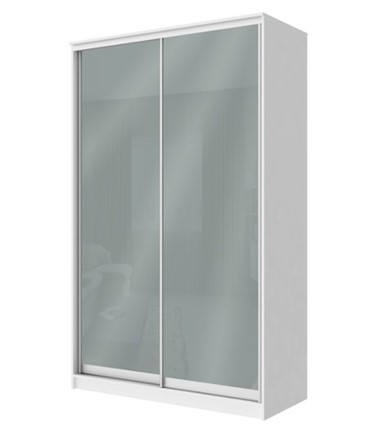 Шкаф 2-х дверный Хит-22-14-22 с цветным стеклом, средне-серый 074, Белый корпус в Вологде - изображение