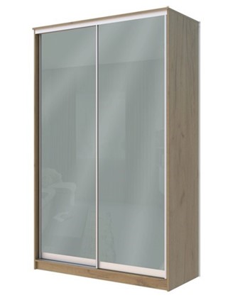 Шкаф 2-х створчатый Хит-22-14-22 с цветным стеклом, средне-серый 074, Дуб крафт золотой в Вологде - изображение