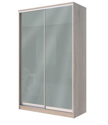 Шкаф 2-х дверный Хит-22-14-22 с цветным стеклом, средне-серый 074, Дуб сонома в Вологде - изображение