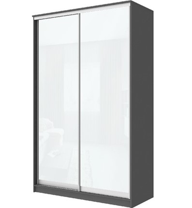 Шкаф 2-х дверный Хит-22-15-22 с цветным стеклом, белое №10, Графит в Вологде - изображение