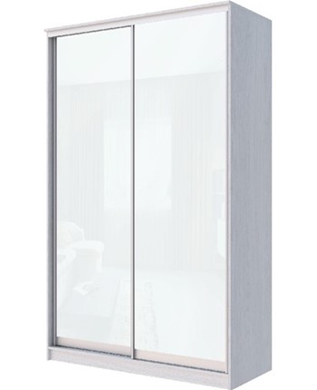 Шкаф 2-х створчатый Хит-22-17-22 с цветным стеклом, белое №10, Ясень анкор светлый в Вологде - изображение