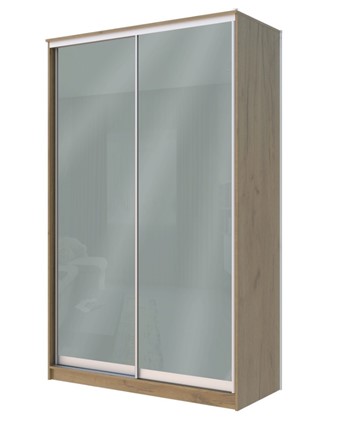 Шкаф 2-х дверный Хит-22-4-12/2-22 с цветным стеклом, средне-серый 074, Дуб крафт золотой в Вологде - изображение