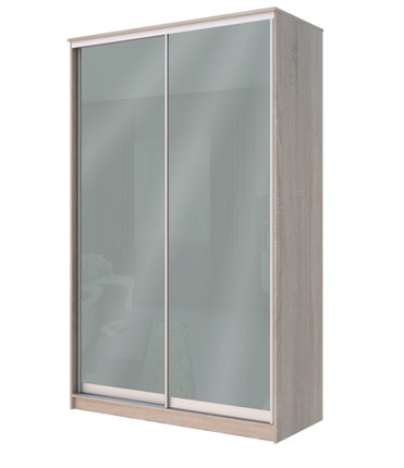 Шкаф 2-х створчатый Хит-22-4-12/2-22 с цветным стеклом, средне-серый 074, Дуб сонома в Вологде - изображение