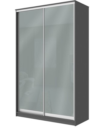 Шкаф 2-х створчатый Хит-22-4-12/2-22 с цветным стеклом, средне-серый 074, Графит в Вологде - изображение