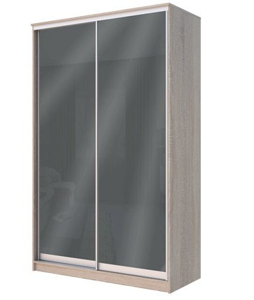 Шкаф 2-х створчатый Хит-22-4-12/2-22 с цветным стеклом, темно-серый 073, Дуб сонома в Вологде - изображение