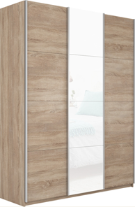 Шкаф 3-х дверный Прайм (ДСП/Белое стекло/ДСП) 1800x570x2300, дуб сонома в Вологде