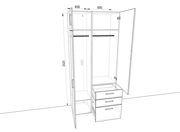 Распашной шкаф 1050х500х2325мм (10501) Белый/Дуб крафт в Вологде - изображение 1