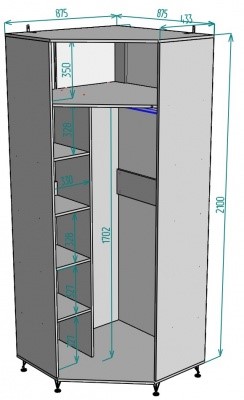 Шкаф угловой Лофт H128, Венге-ДМ в Вологде - изображение 1