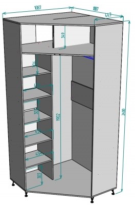 Угловой шкаф распашной Лофт H131, ДСС-Белый в Вологде - изображение 1