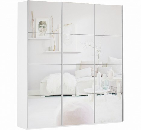 Шкаф 3-х дверный Прайм (3 зеркало) 1800x570x2300, белый снег в Вологде - изображение