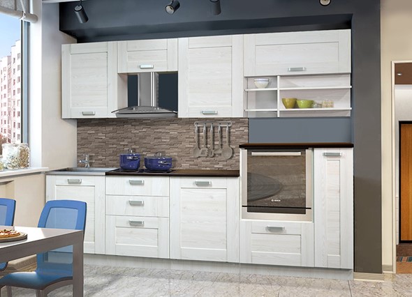 Модульный кухонный гарнитур Квадро 2700, цвет Белая лиственница в Вологде - изображение