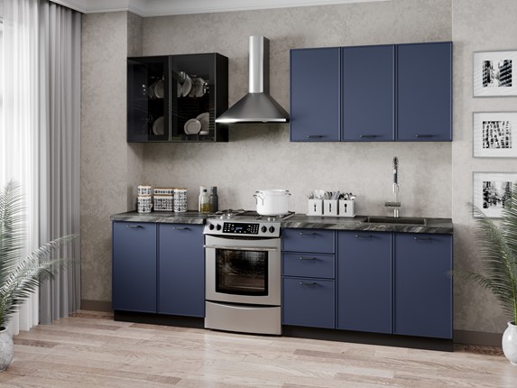 Гарнитур кухонный 2600 Индиго, Черный/Темно-синий в Вологде - изображение