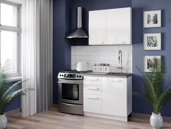 Гарнитур кухонный Герда 1500 (Белый/Белый глянец) в Вологде - изображение