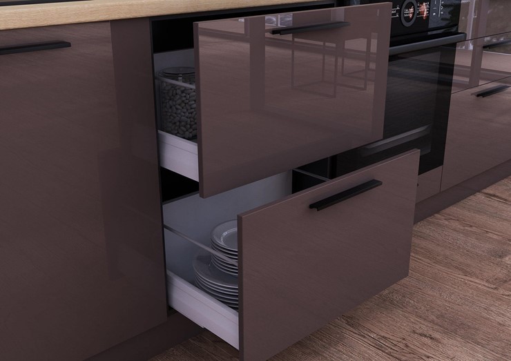 Гарнитур кухонный Герда 2400 (Черный/Антрацит глянец) в Вологде - изображение 1