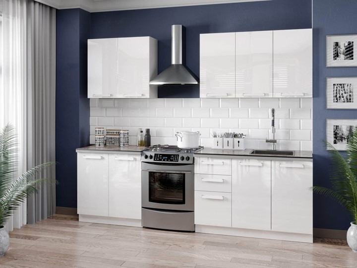 Кухонный гарнитур Герда 2600 (Белый/Белый глянец) в Вологде - изображение