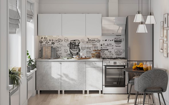 Готовая кухня КГ-1 1600, белый/белый/цемент светлый/антарес в Вологде - изображение