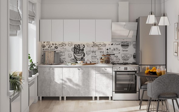 Готовая кухня КГ-1 1800, белый/белый/цемент светлый/антарес в Вологде - изображение