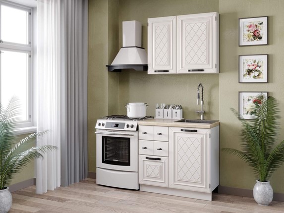 Гарнитур кухонный Марина 1500(Белый/Алебастр) в Вологде - изображение