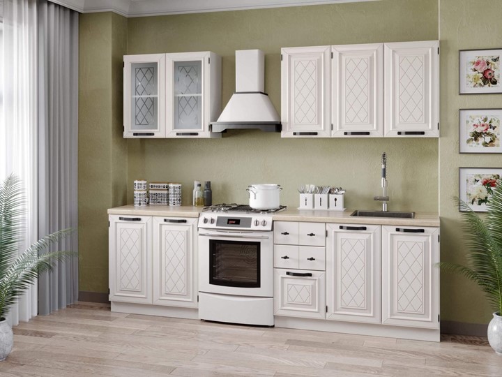 Кухонный гарнитур Марина 2600(Белый/Алебастр) в Вологде - изображение