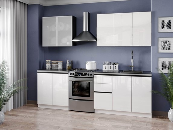 Модульная кухня Шервуд 2600 (Белый/Белый глянец) в Вологде - изображение