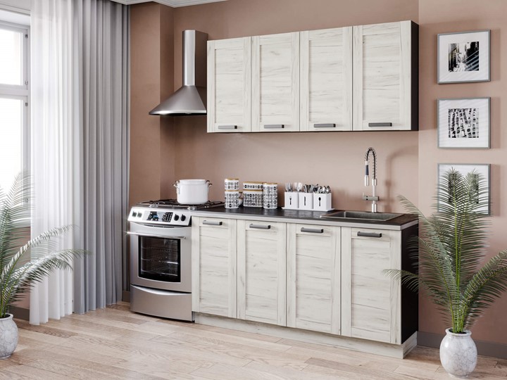 Кухонный гарнитур Винченца 2200 (Чёрный/Дуб крафт белый) в Вологде - изображение