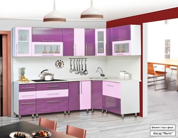 Модульная кухня Мыло 224 2600х1600, цвет Фиолет/Пастель фиолет в Вологде - предосмотр