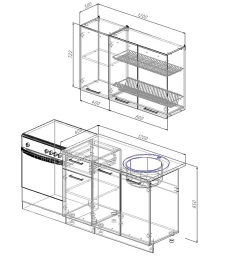 Модульная кухня Латте-1200 в Вологде - изображение 1