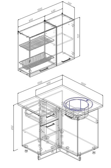 Кухонный угловой гарнитур Сатин-1000У в Вологде - изображение 1