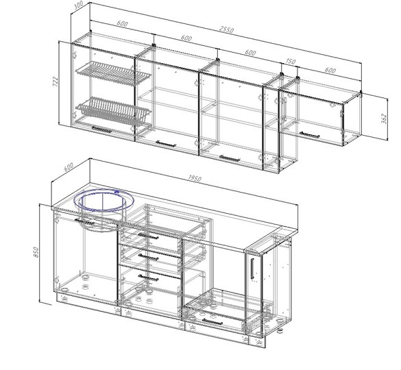 Модульный кухонный гарнитур Шампань-2550 в Вологде - изображение 2