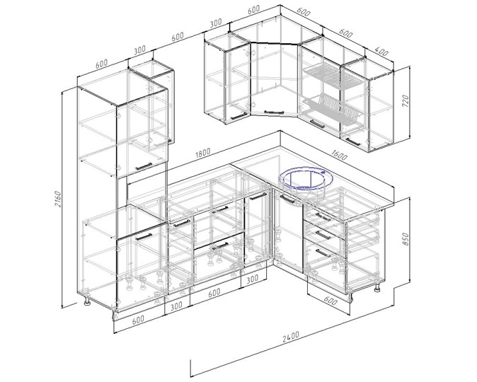 Модульная кухня Антрацит-2400х1600 в Вологде - изображение 1