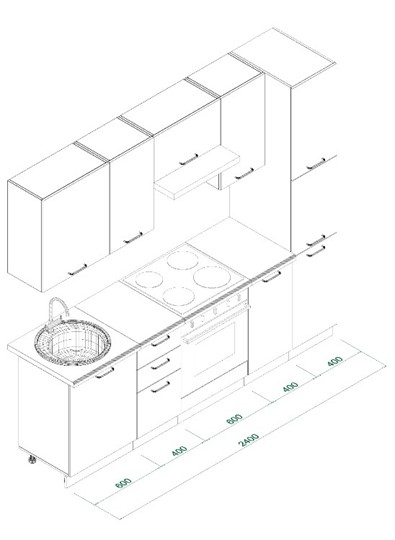 Гарнитур кухонный МК НОРД Комплект №8 2,4м Дуб Крафт Серый (K002 PW) в Вологде - изображение 8