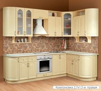 Угловая кухня Классика 2700х1500, цвет Дуб беленый в Вологде - предосмотр