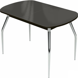 Раздвижной стол Ривьера мини хром №5 (стекло коричневое/венге) в Вологде - предосмотр
