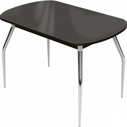 Раздвижной стол Ривьера мини хром №5 (стекло коричневое/венге) в Вологде - изображение