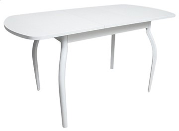 Кухонный стол раздвижной ПГ-02 ЛДСП, белый ЛДСП/32 гнутые крашеные металл белый в Вологде