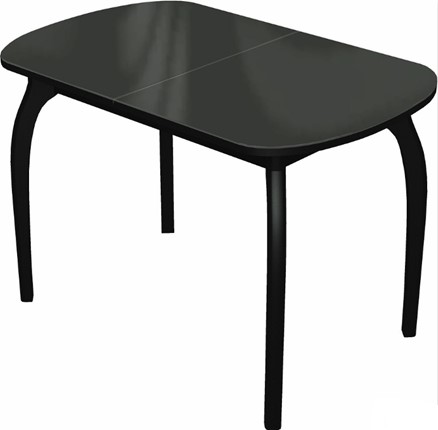 Кухонный стол раскладной Ривьера мини дерево №1 (стекло черное/черный) в Вологде - изображение