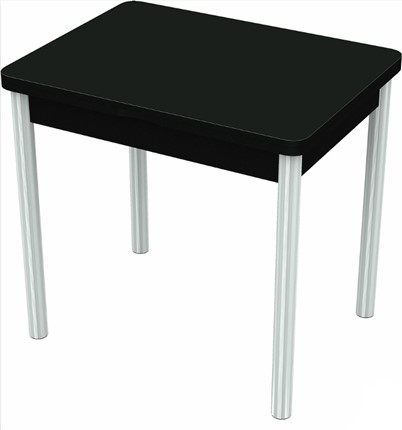 Стол раздвижной Бари хром №6 (стекло черное/черный) в Вологде - изображение
