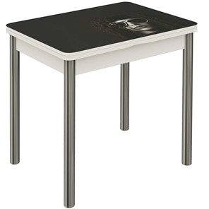 Кухонный стол раскладной Бари хром №6 (Exclusive h191/белый) в Вологде - предосмотр