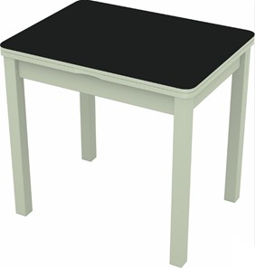 Кухонный стол раздвижной Бари дерево №8 (стекло черное/белый) в Вологде