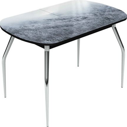 Кухонный стол раздвижной Ривьера исп.2 хром №5 (Exclusive h173/черный) в Вологде - изображение