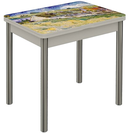 Обеденный раздвижной стол Бари хром №6 (Exclusive h264/белый) в Вологде - изображение