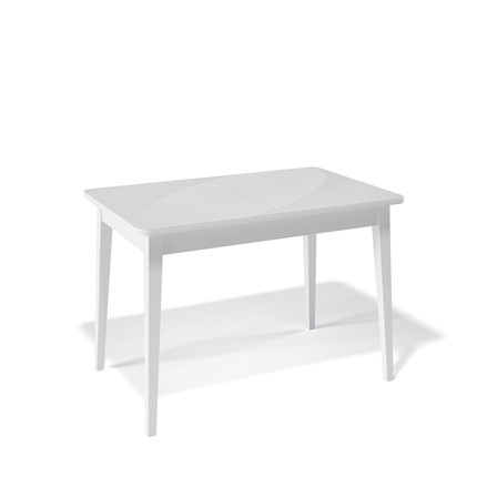 Кухонный стол раздвижной Kenner 1100M (Белый/Стекло белое сатин) в Вологде - изображение