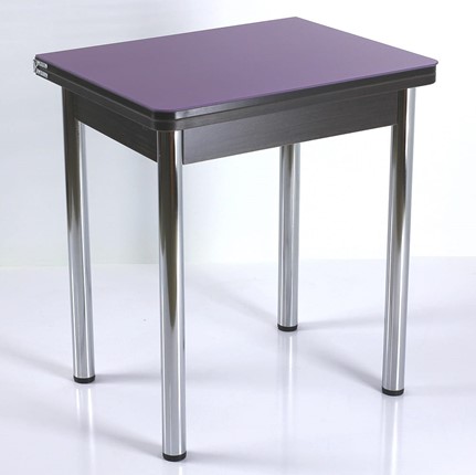 Кухонный пристенный стол СПА-02 СТ2, венге ЛДСП/стекло фиолетовый/39 прямые трубки хром в Вологде - изображение